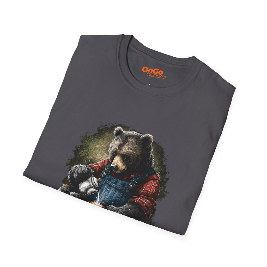 Bear Barista T-Shirt with Coffee Theme
