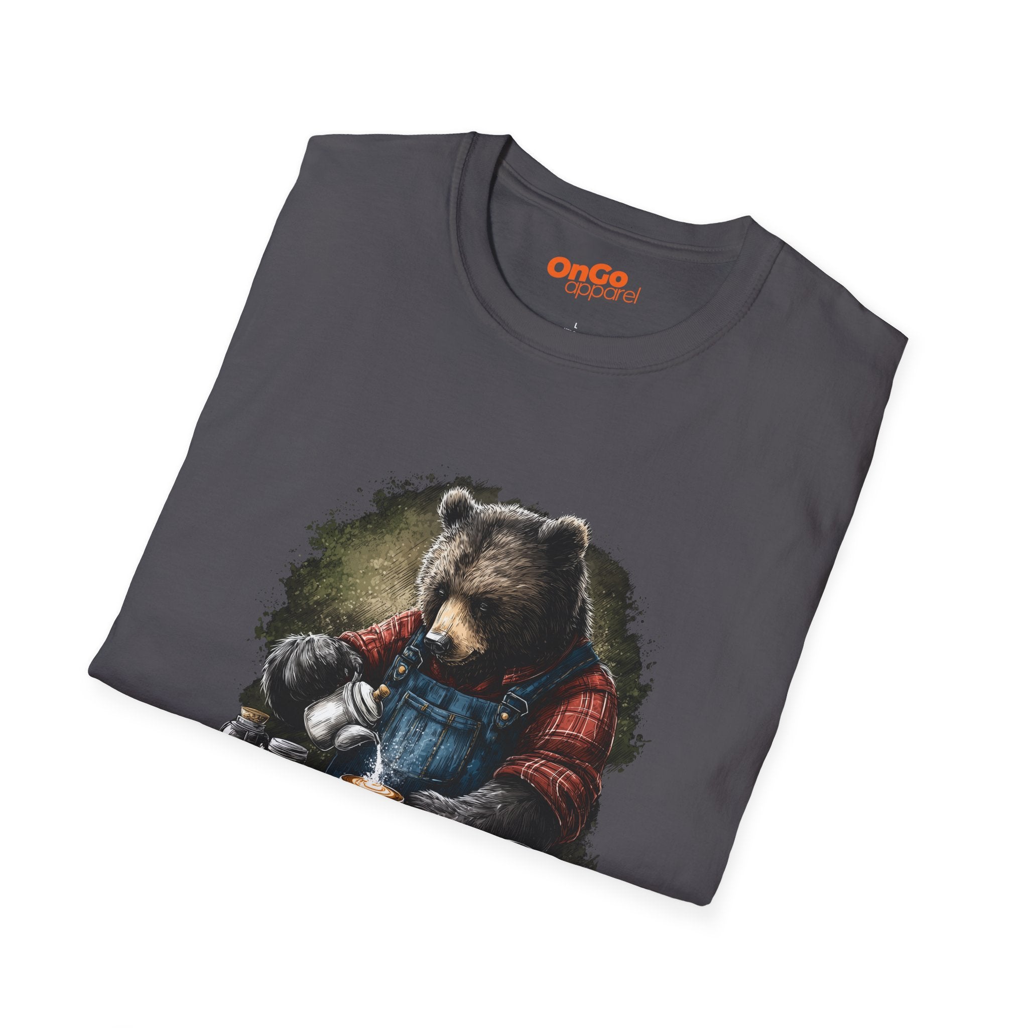 Bear Barista T-Shirt with Coffee Theme