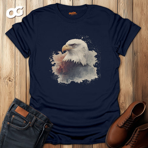 Bald Eagle Artistic Print T-Shirt – navy – oak-wood