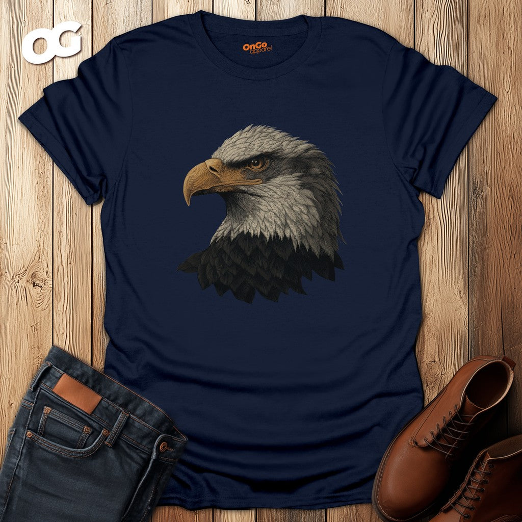 Eagle Head Graphic Men's T-Shirt – navy – oak-wood