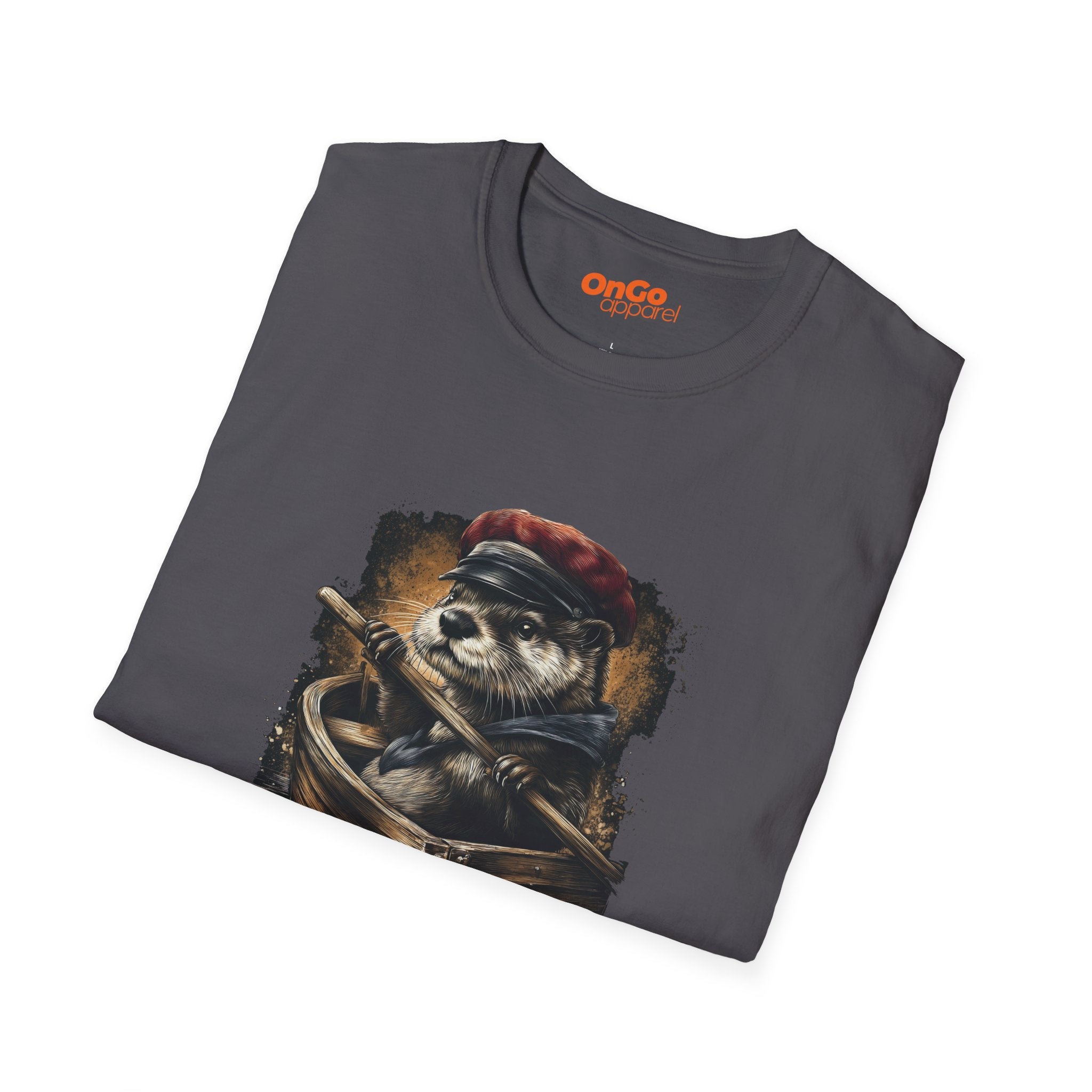 Otter in Boat T-Shirt with Red Cap Design