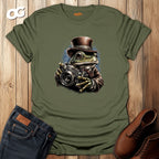 Steampunk Frog T-Shirt with Vintage Camera – military_green – oak-wood