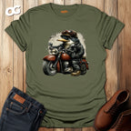 Penguin Aviator T-Shirt with Motorcycle Design – military_green – oak-wood