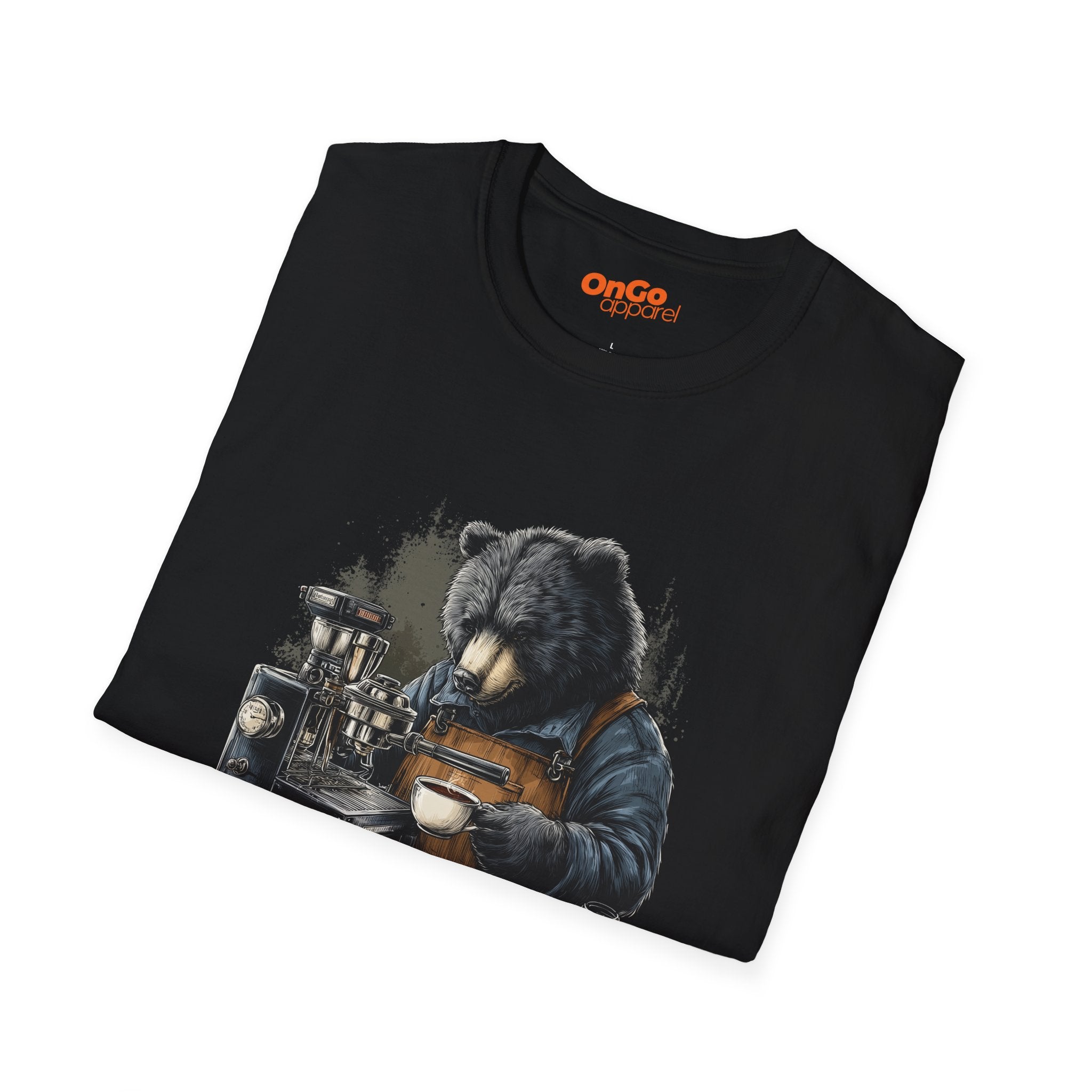 Bear Barista T-Shirt with Coffee Design