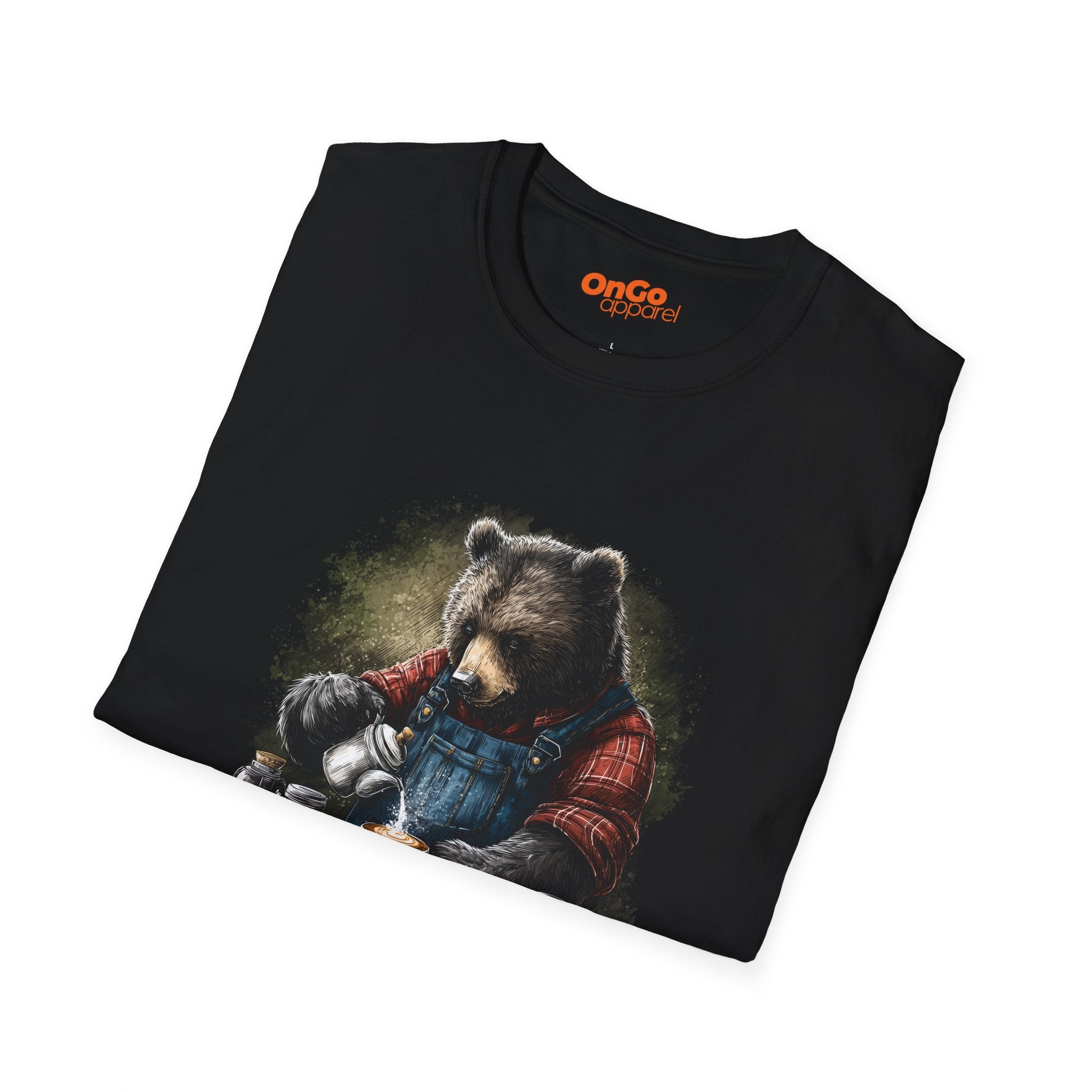 Bear Barista T-Shirt with Coffee Theme