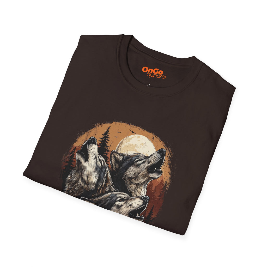 Wolf Moon T-Shirt with Howling Wolves Design