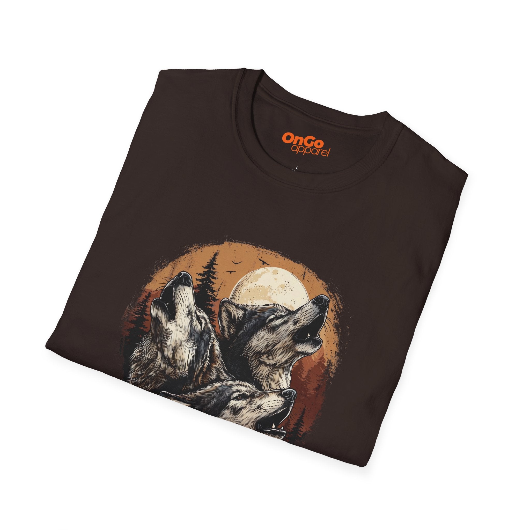 Wolf Moon T-Shirt with Howling Wolves Design