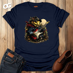 Pumpkin Guitarist T-Shirt with Creative Design – navy – oak-wood