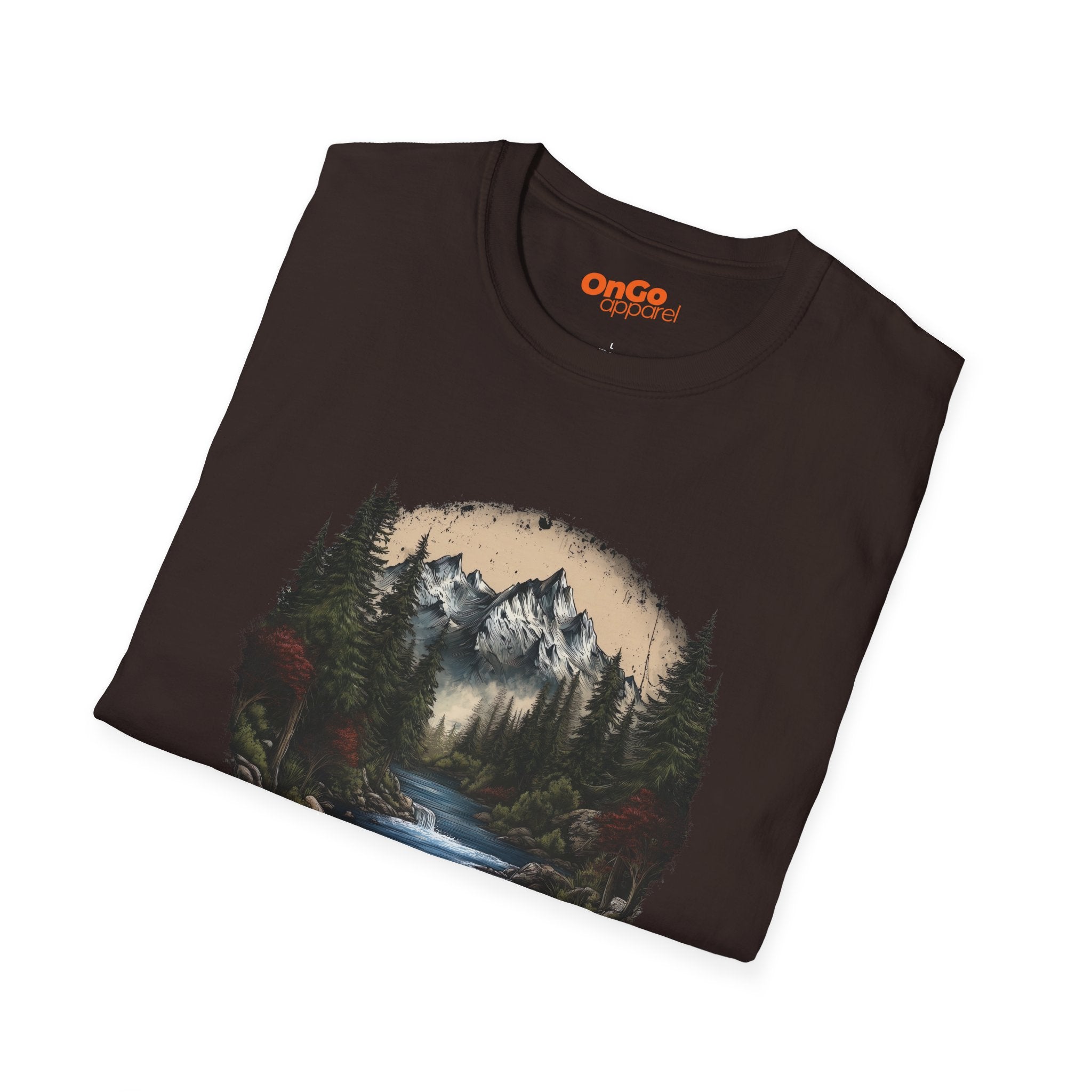 Nature Landscape T-Shirt with Mountain River Design