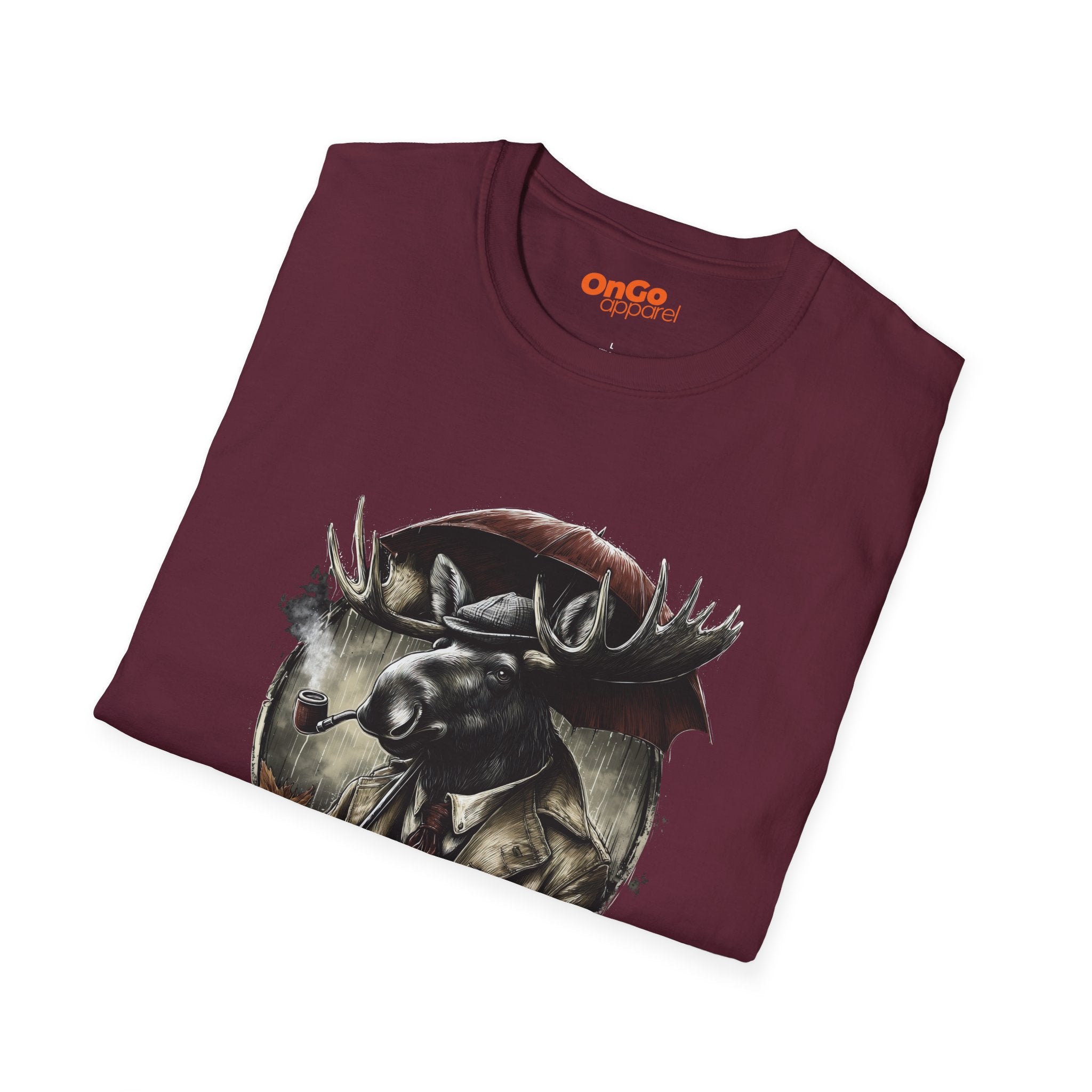 Stylish Moose with Umbrella and Pipe T-Shirt