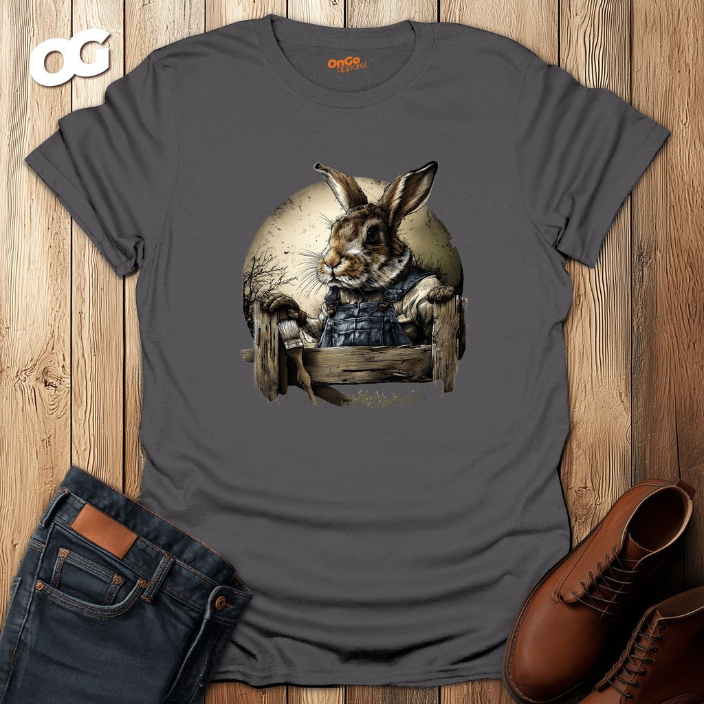 Charming Rabbit Fence Graphic T-Shirt – charcoal – oak-wood