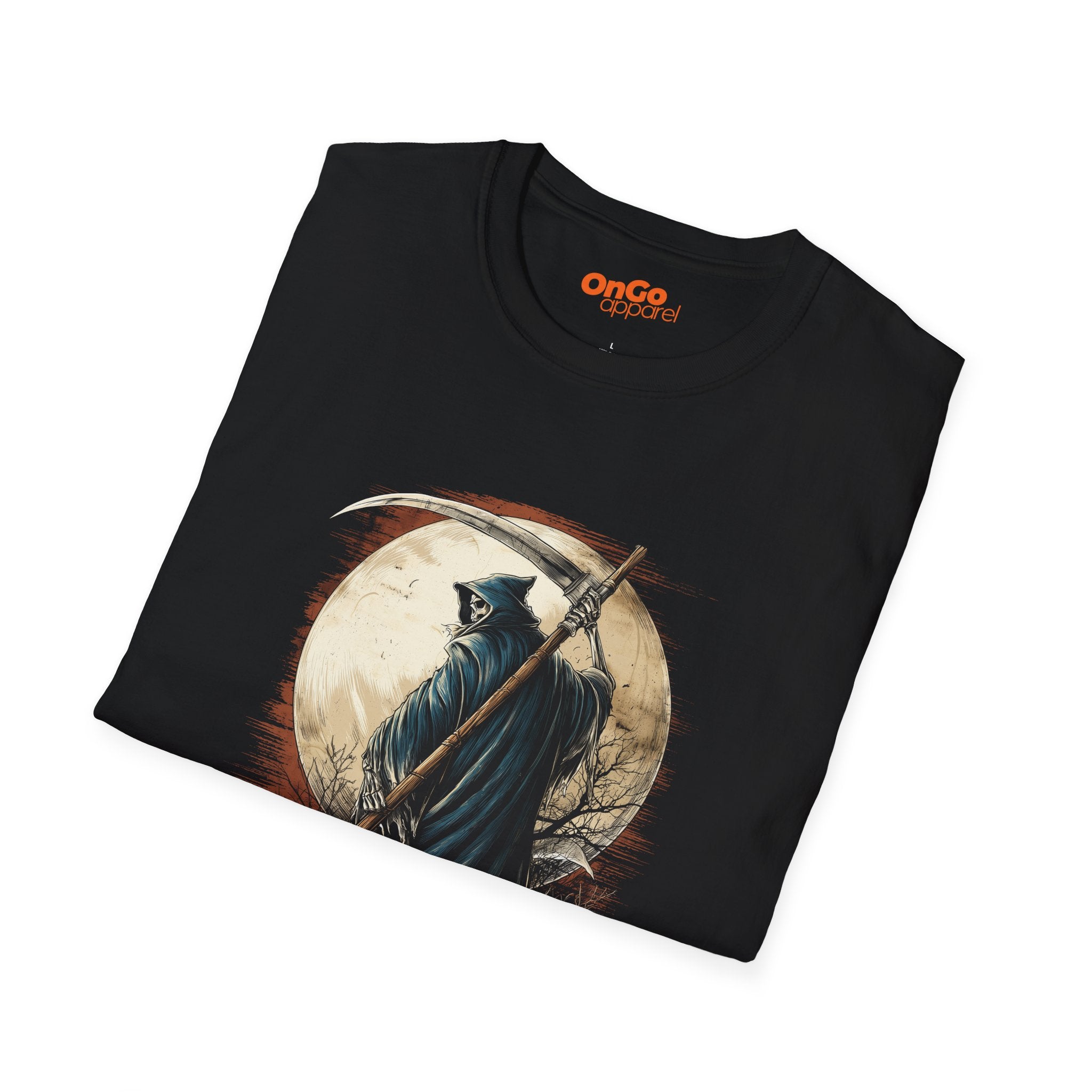 Grim Reaper Scythe and Moon Graphic T-Shirt