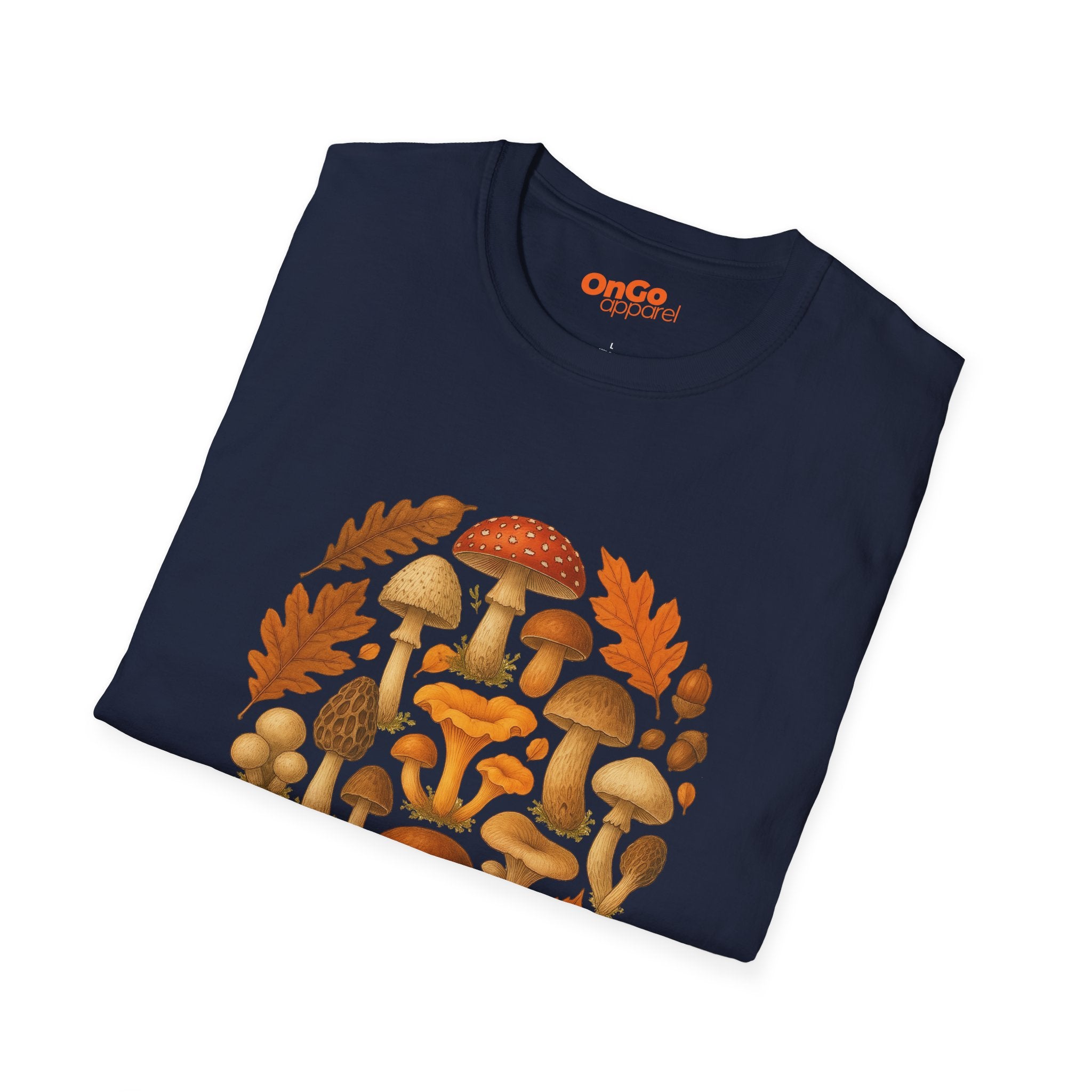 Mushroom & Leaf Circle Graphic T-Shirt