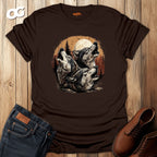 Wolf Moon T-Shirt with Howling Wolves Design – dark_chocolate – oak-wood