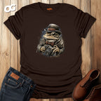 Vintage Frog Photographer T-Shirt – dark_chocolate – oak-wood
