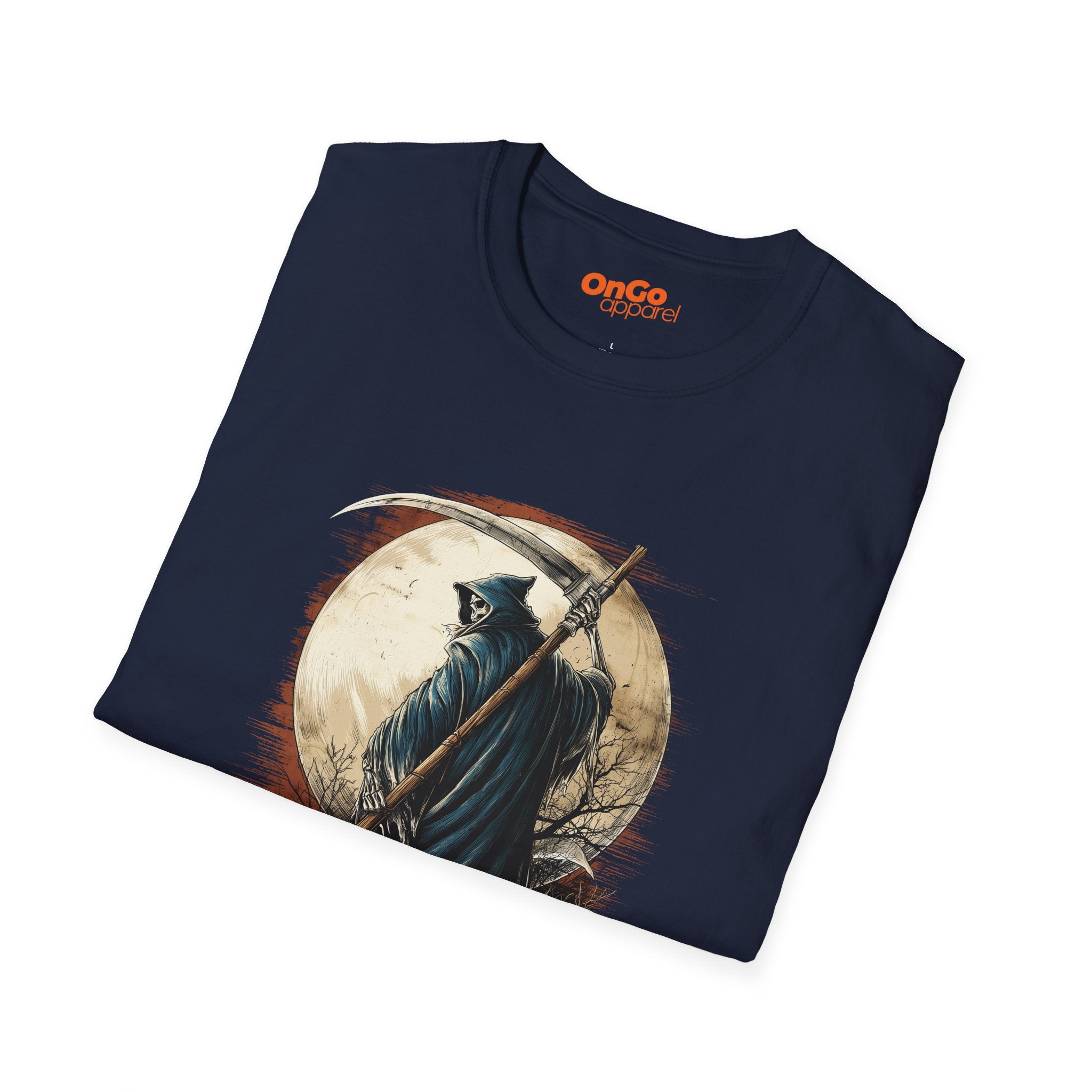 Grim Reaper Scythe and Moon Graphic T-Shirt