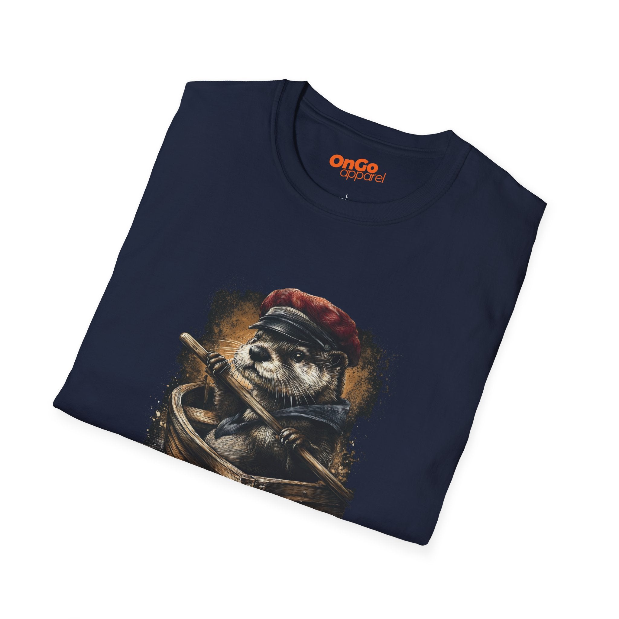 Otter in Boat T-Shirt with Red Cap Design
