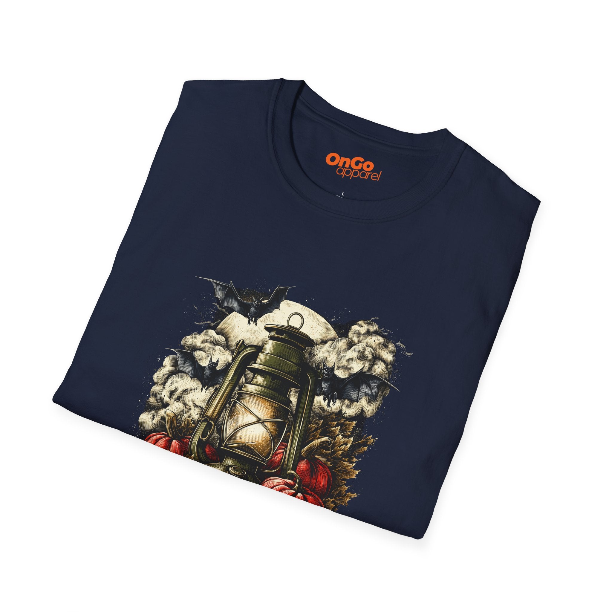 Halloween Lantern T-Shirt with Bats and Pumpkins