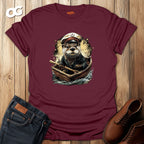 Charming Otter Captain T-Shirt with Rowboat Design – maroon – oak-wood