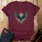 Eagle Wings T-Shirt with Artistic Spread Design – maroon – oak-wood