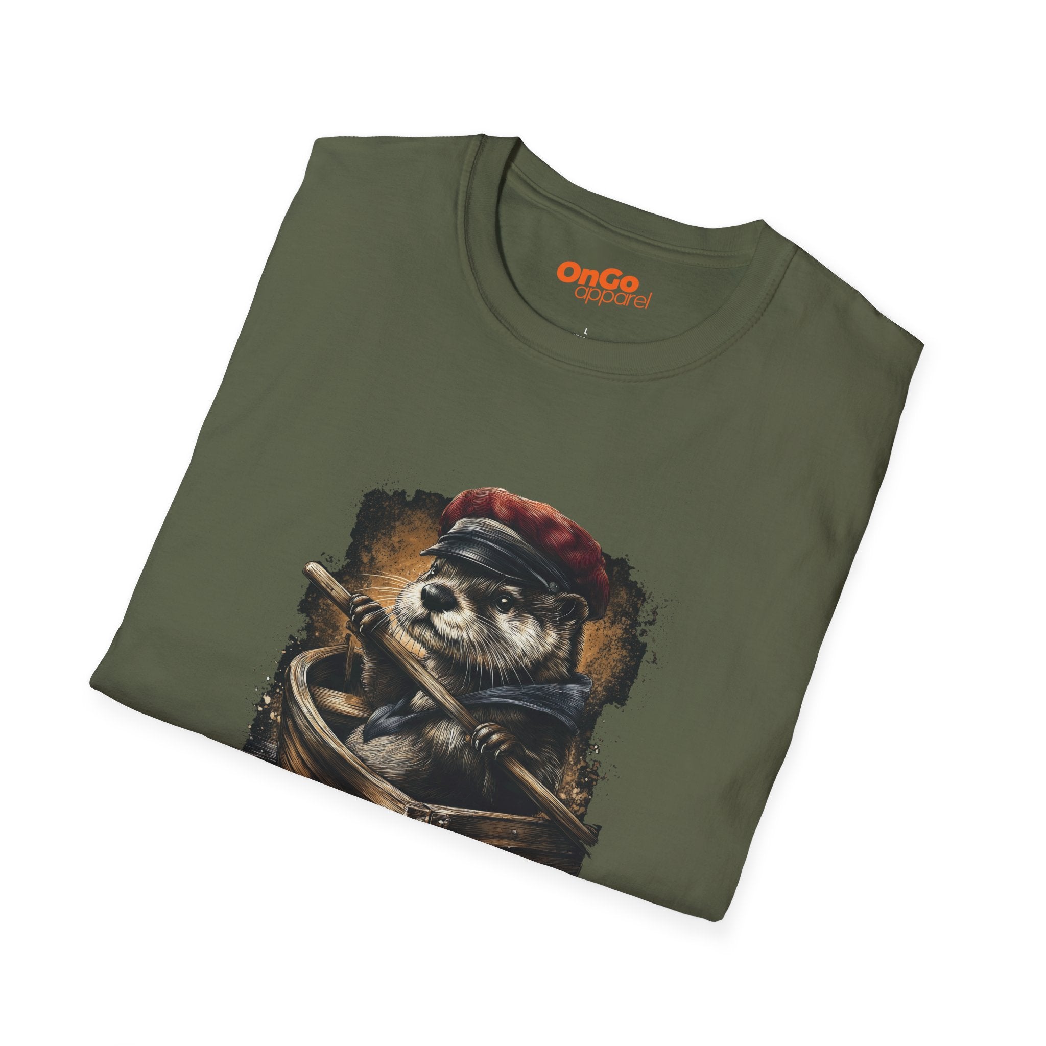 Otter in Boat T-Shirt with Red Cap Design