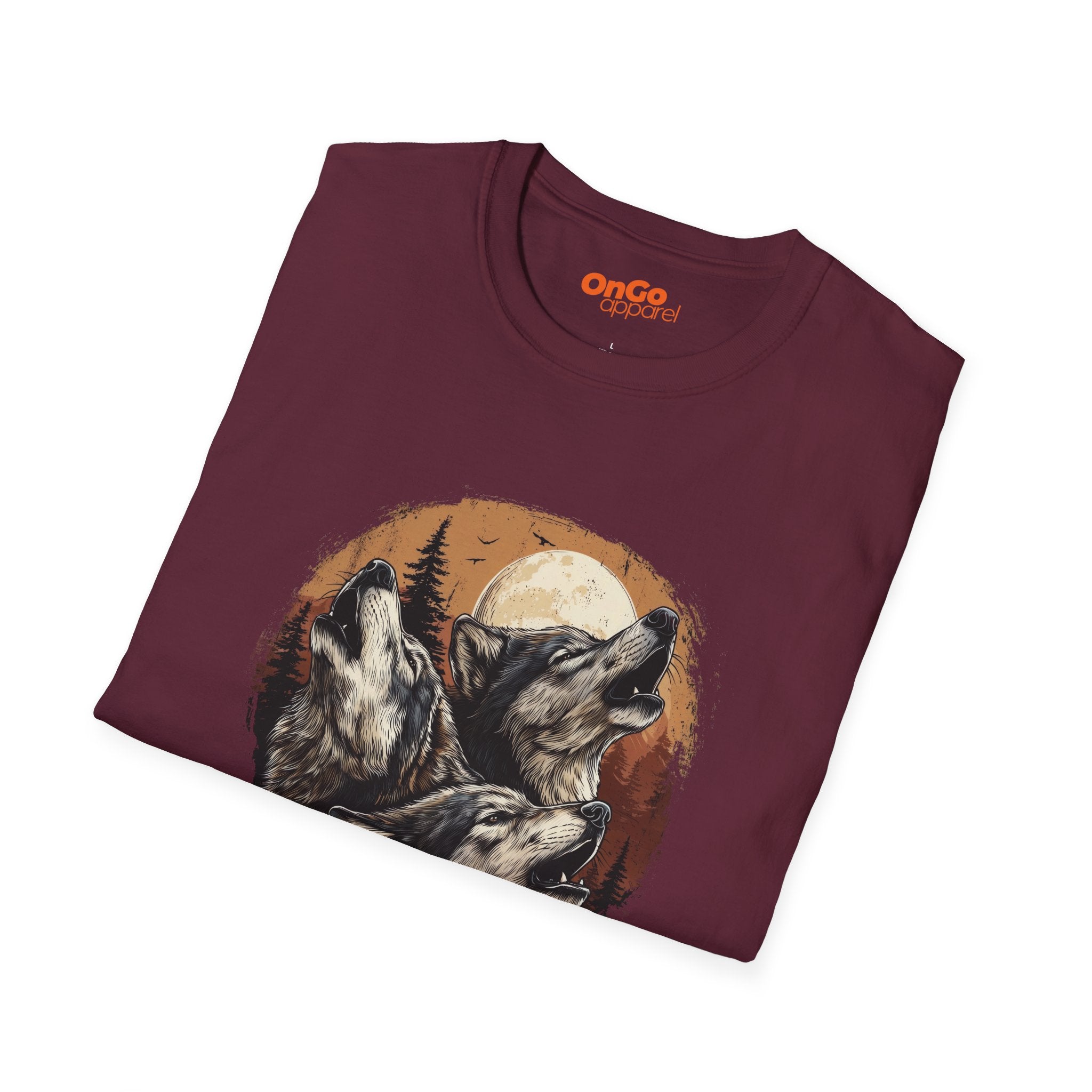 Wolf Moon T-Shirt with Howling Wolves Design