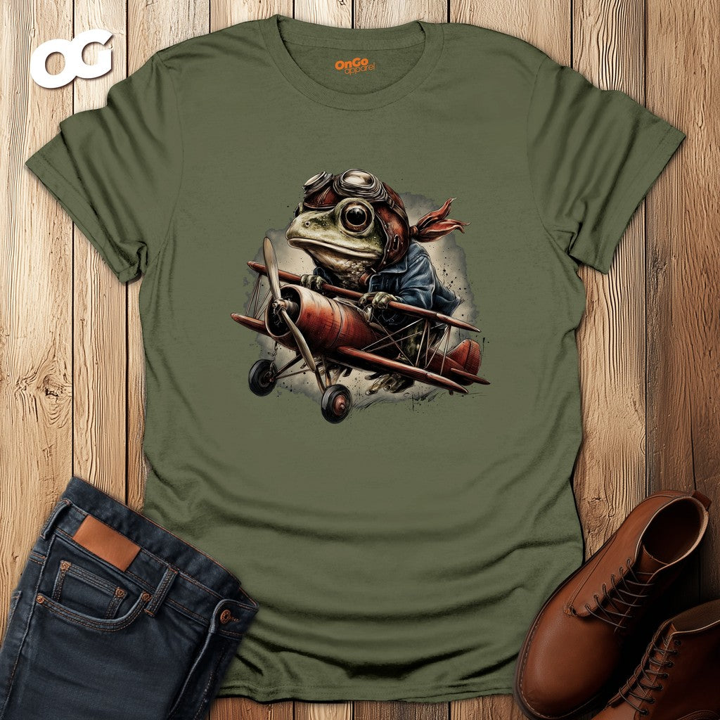Frog Aviator Graphic T-Shirt – military_green – oak-wood