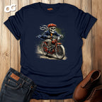 Skeleton Riding Bicycle Graphic T-Shirt – navy – oak-wood