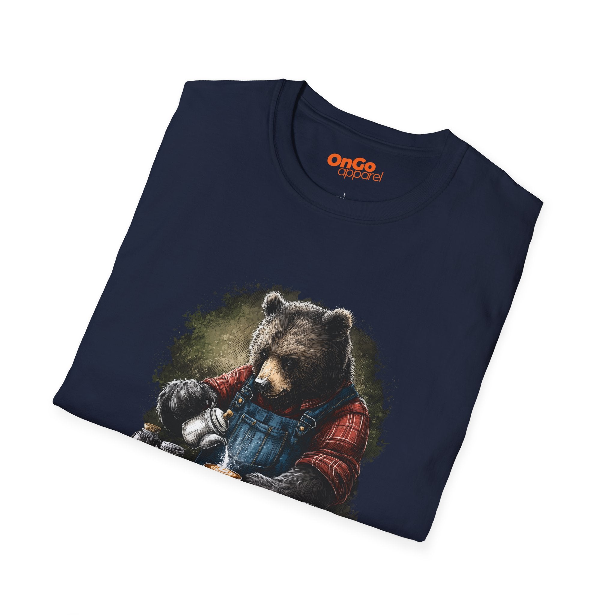 Bear Barista T-Shirt with Coffee Theme
