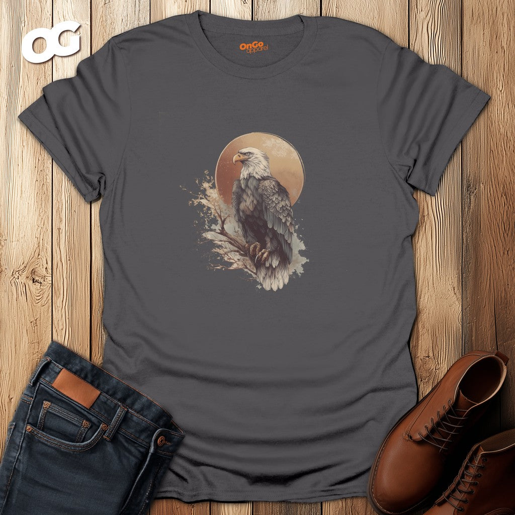 Eagle Design T-Shirt with Natural Scene – charcoal – oak-wood