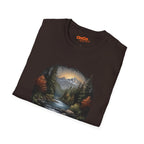 Nature Landscape T-Shirt with River and Mountain Design
