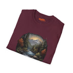 Nature Landscape T-Shirt with River and Mountain Design