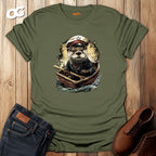 Charming Otter Captain T-Shirt with Rowboat Design – military_green – oak-wood