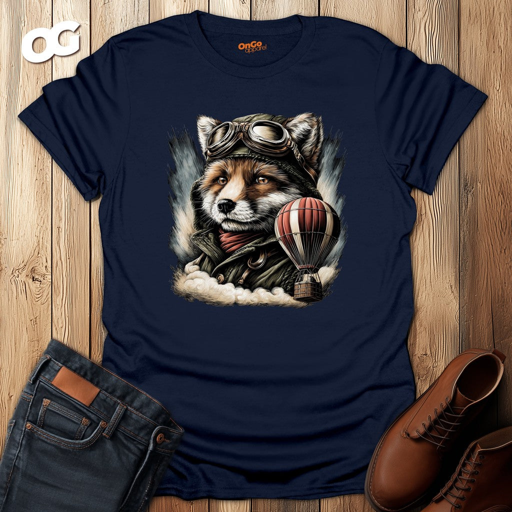 Fox Aviator with Balloon T-Shirt – navy – oak-wood