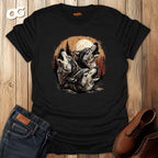 Wolf Moon T-Shirt with Howling Wolves Design – black – oak-wood