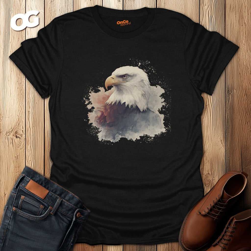 Bald Eagle Artistic Print T-Shirt – black – oak-wood