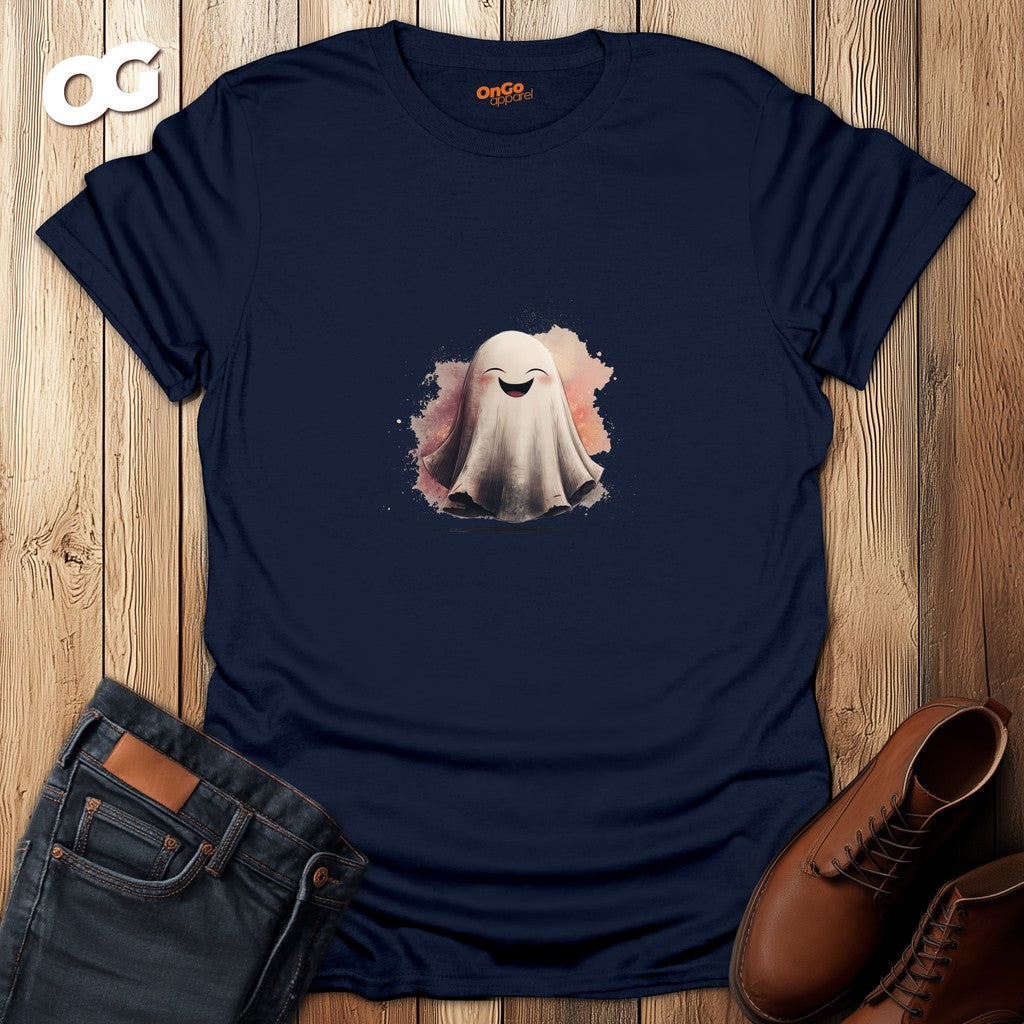 Cheerful Ghost Graphic T-Shirt – navy – oak-wood