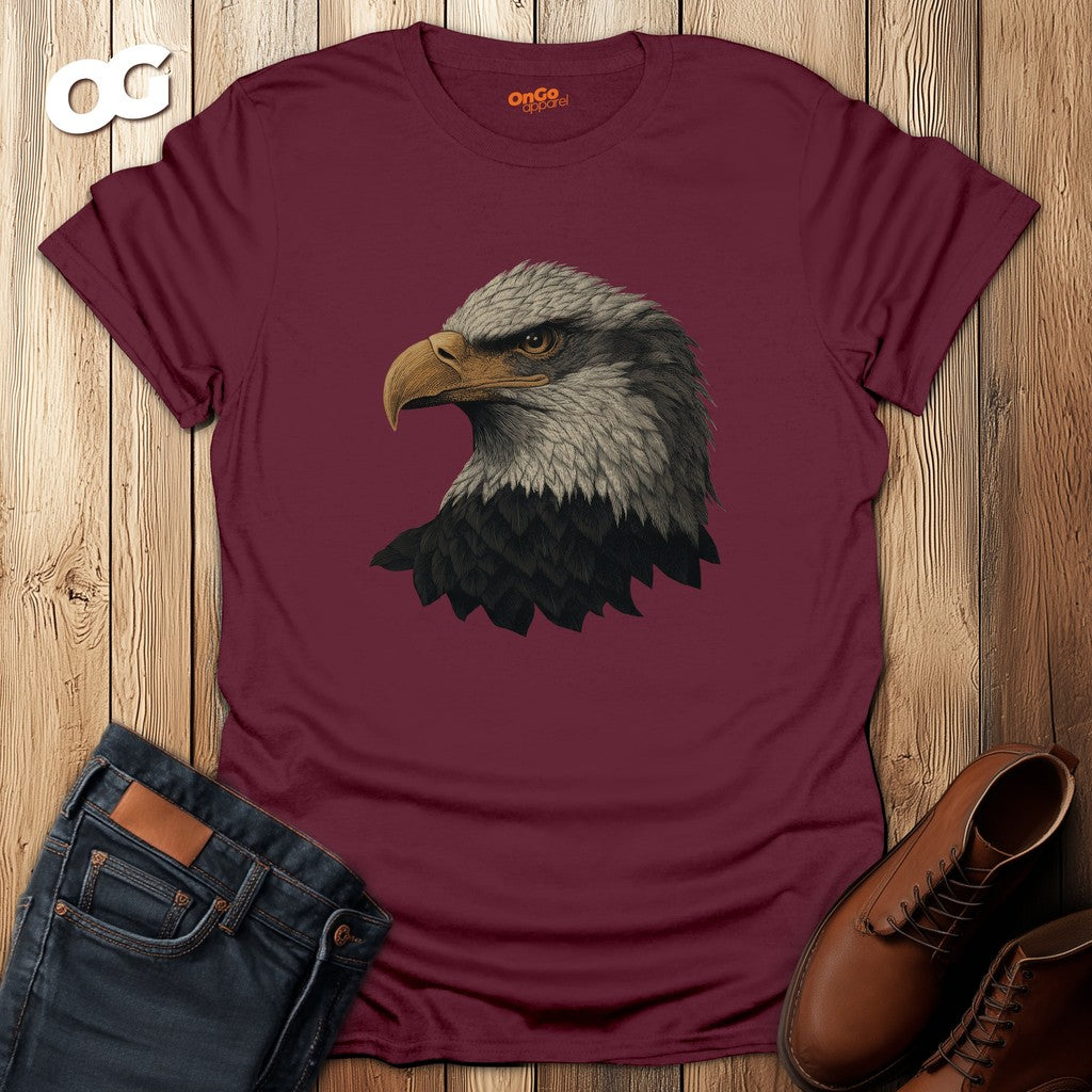 Eagle Head Graphic Men's T-Shirt – maroon – oak-wood