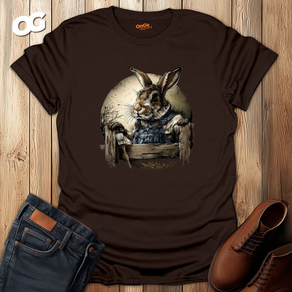 Charming Rabbit Fence Graphic T-Shirt – dark_chocolate – oak-wood