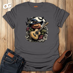 Halloween Pumpkin Guitar T-Shirt with Witch Hat – charcoal – oak-wood