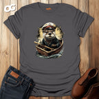 Charming Otter Captain T-Shirt with Rowboat Design – charcoal – oak-wood