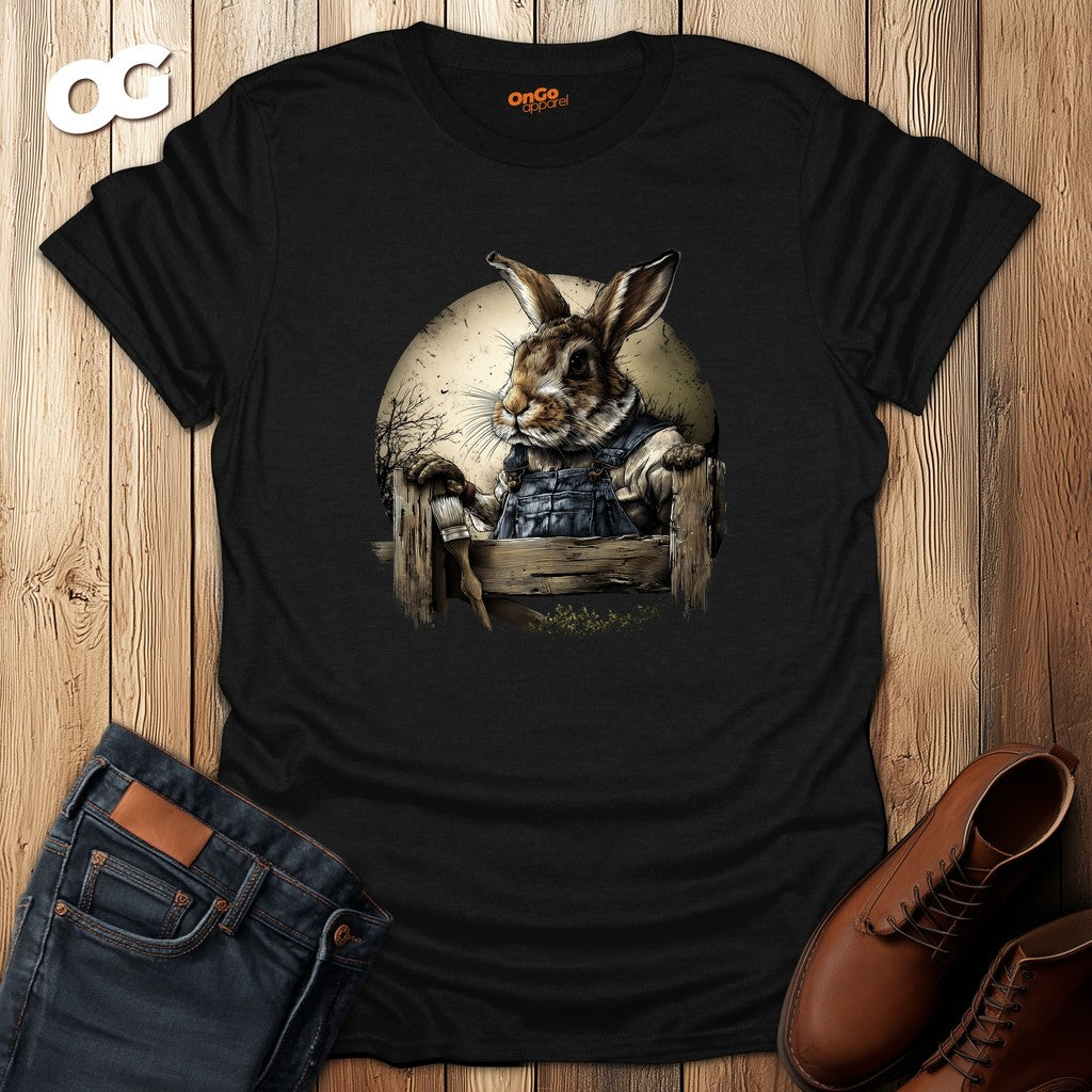 Charming Rabbit Fence Graphic T-Shirt – black – oak-wood