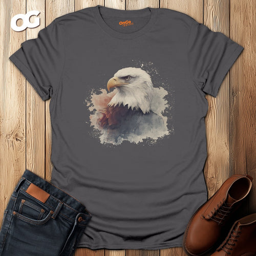 Bald Eagle Artistic Print T-Shirt – charcoal – oak-wood