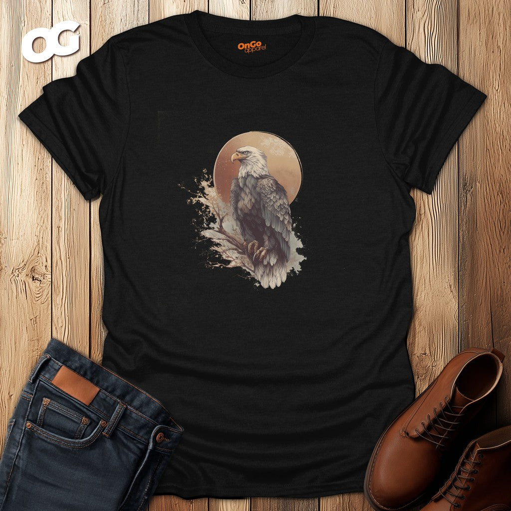 Eagle Design T-Shirt with Natural Scene – black – oak-wood