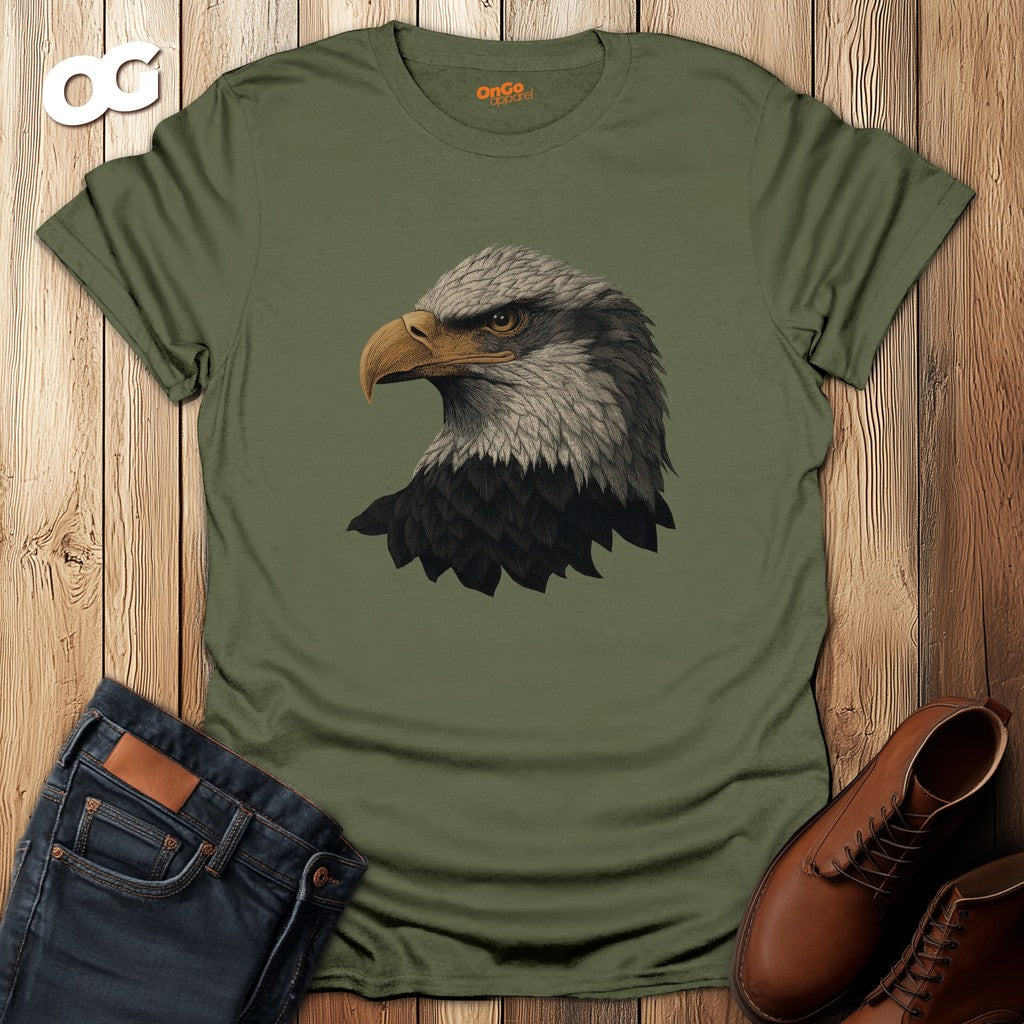 Eagle Head Graphic Men's T-Shirt – military_green – oak-wood