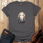Charming Ghost with Leaves Graphic T-Shirt – charcoal – oak-wood