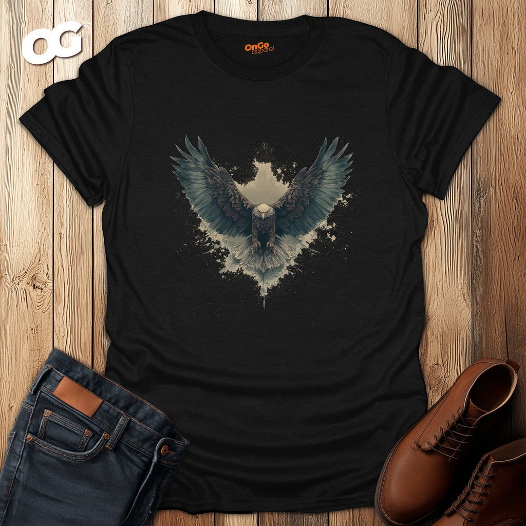 Eagle Wings T-Shirt with Artistic Spread Design – black – oak-wood