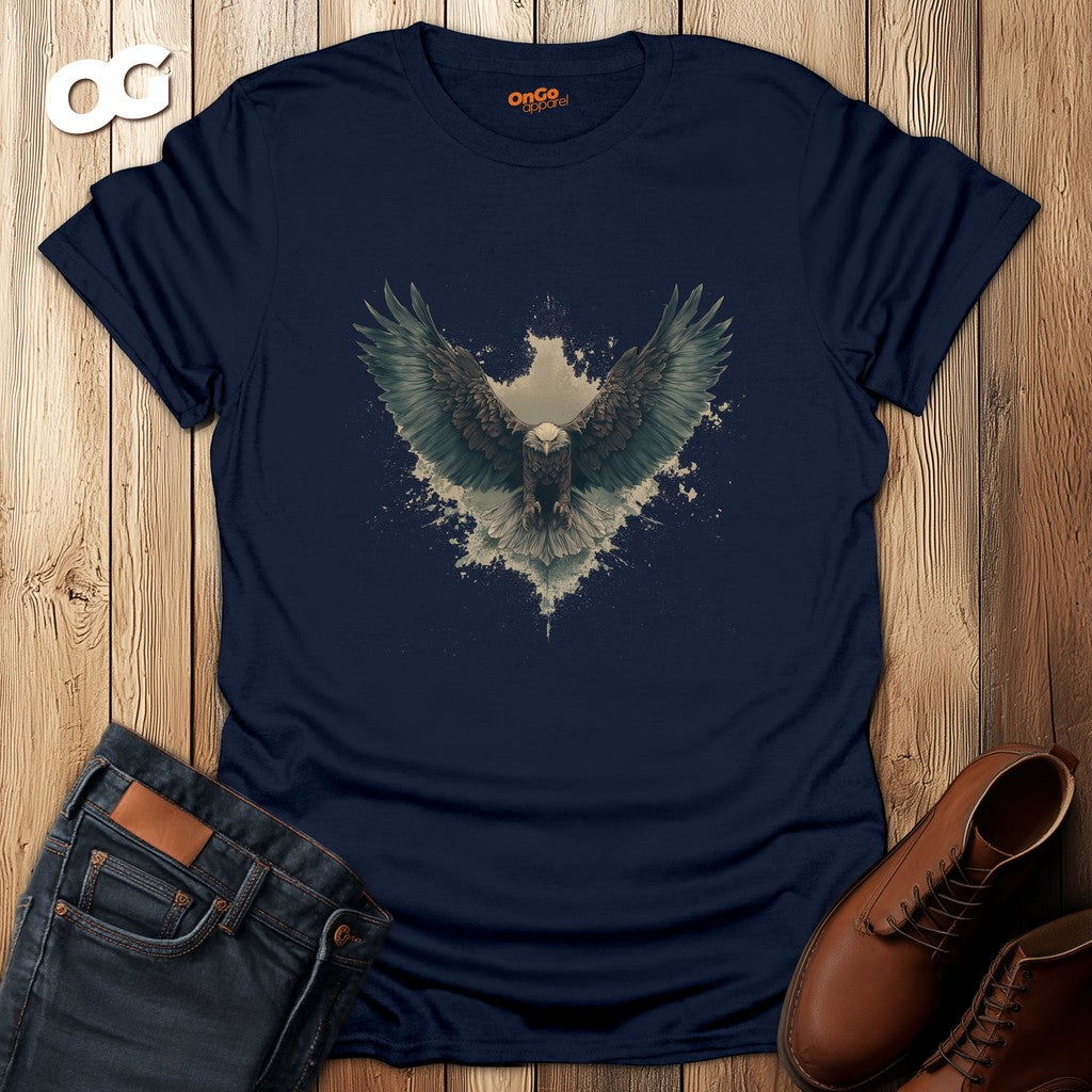 Eagle Wings T-Shirt with Artistic Spread Design – navy – oak-wood