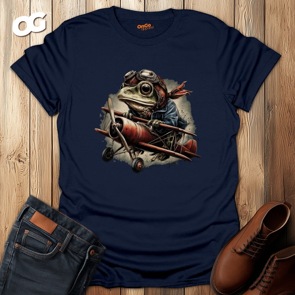 Frog Aviator Graphic T-Shirt – navy – oak-wood